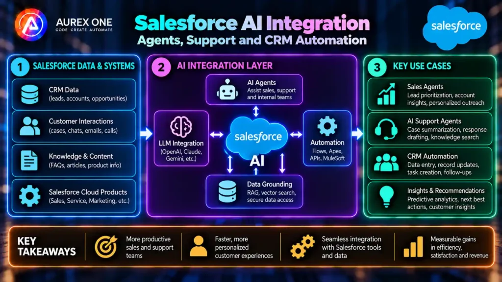 Salesforce AI integration for AI agents, customer support and CRM automation.